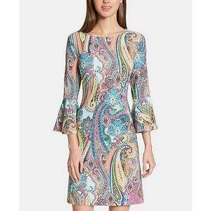 Tommy Hilfiger Womens Jaipur Matte Jersey Paisley Casual Dress